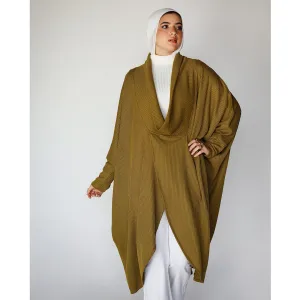 Khaki Draped neck loose blouse
