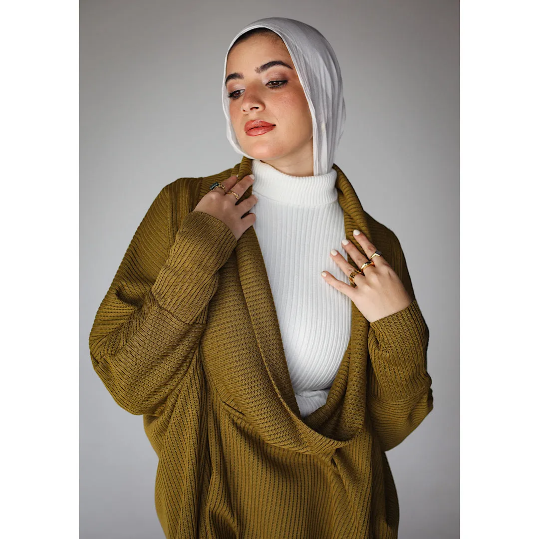 Khaki Draped neck loose blouse