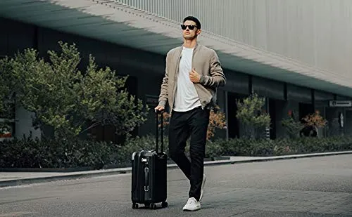 LEVEL8 Carry-On Luggage, Hardside Suitcase, 20” Lightweight ABS PC Hardshell Spinner Trolley for Luggage with Built-In TSA Lock, 8 Spinner Wheels, Black, 20-Inch Carry-On
