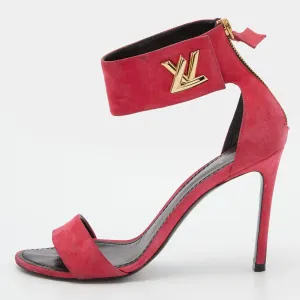 Louis Vuitton Pink Suede Twist Sandals Size 38.5 RJC4374