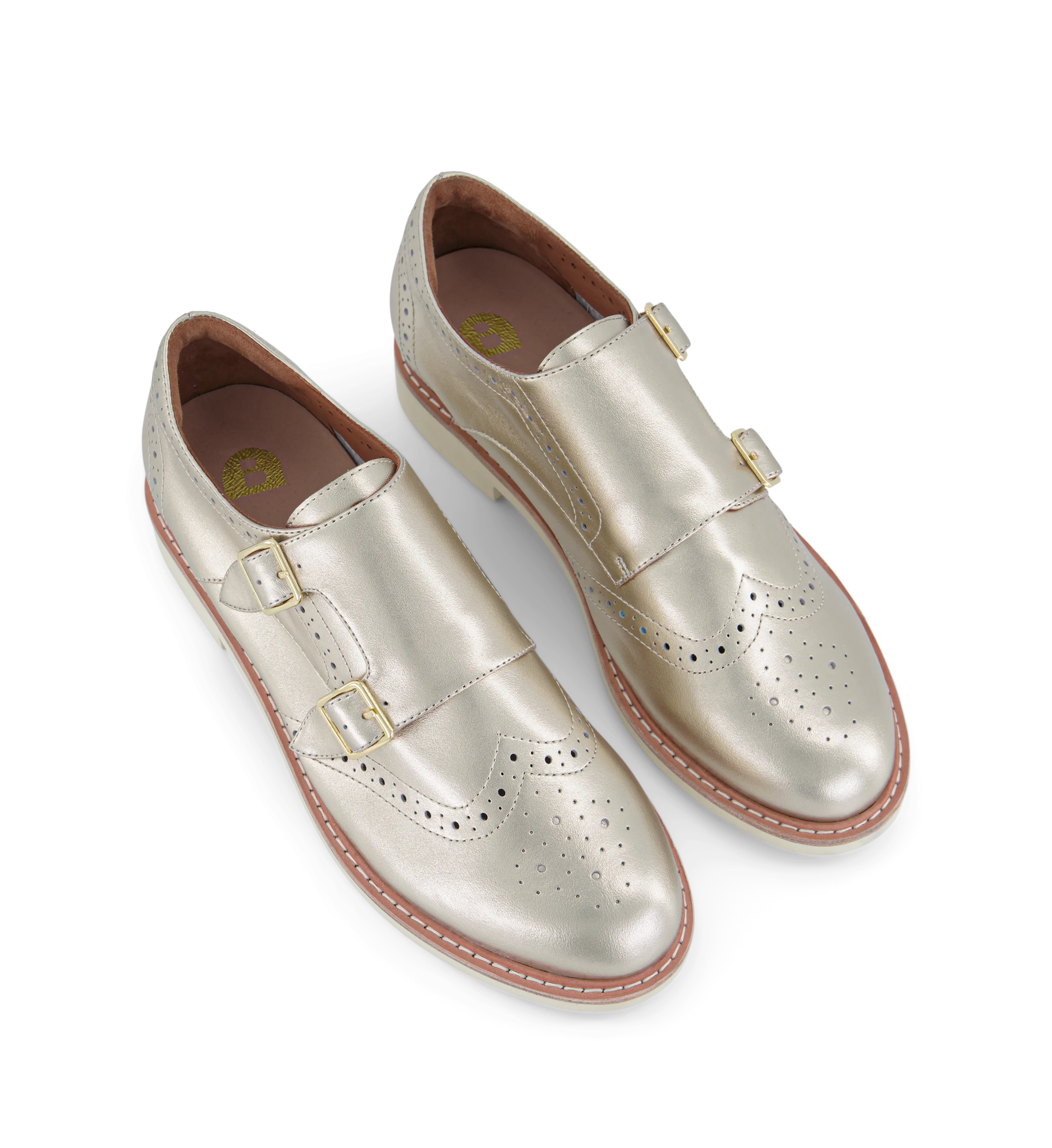Monklet Soft Gold Leather Monks