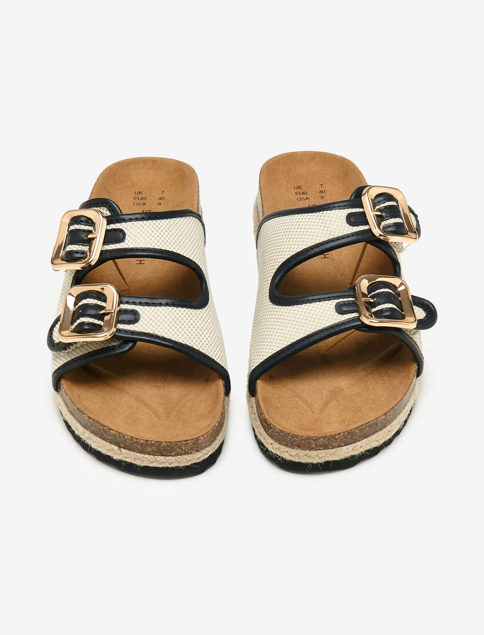 Multi Contrast Edge Double Buckle Espadrilles