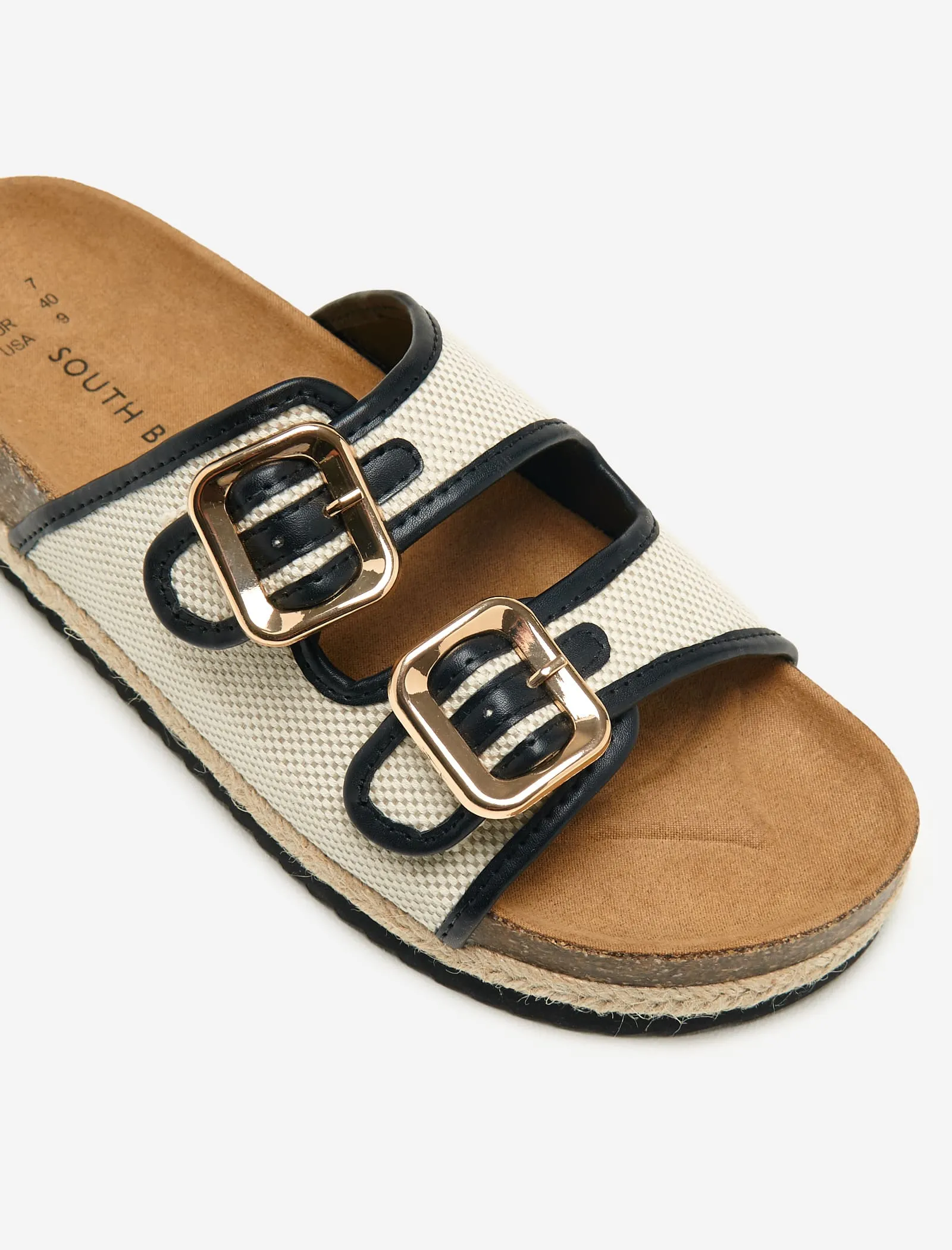 Multi Contrast Edge Double Buckle Espadrilles
