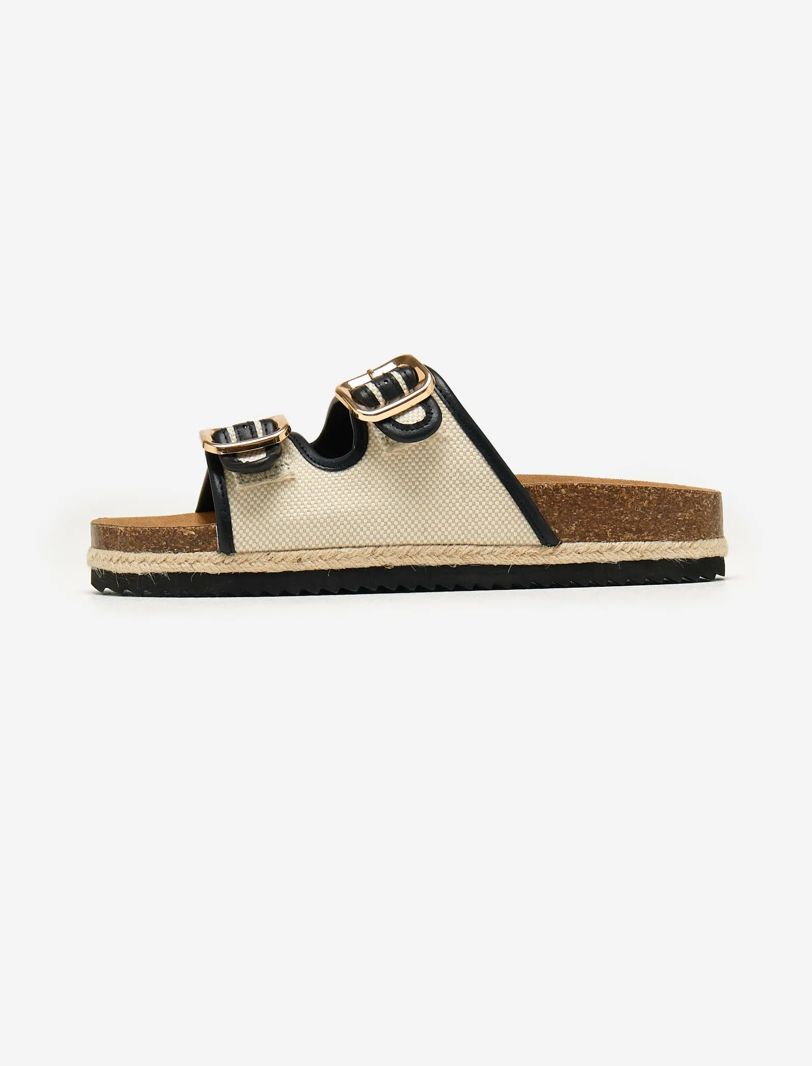 Multi Contrast Edge Double Buckle Espadrilles