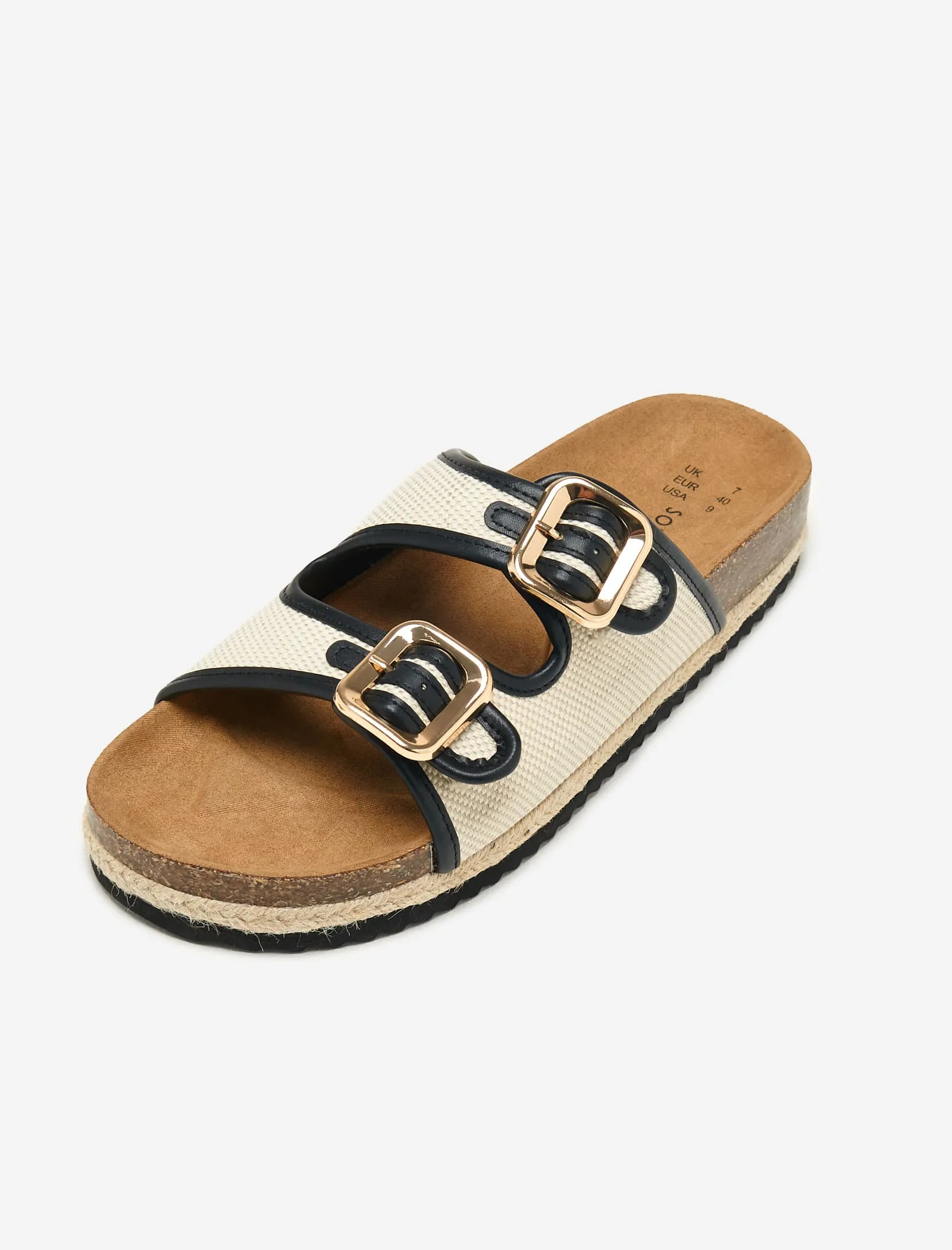 Multi Contrast Edge Double Buckle Espadrilles
