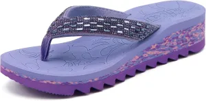 ONCAI Women's Wedge Flip Flops with RhinestoneRecovery Dressy Walking Sandals for Women with Comfortable Arch Support Cushion Yoga Mat Summer Rubber Soles(US Size 5-11)