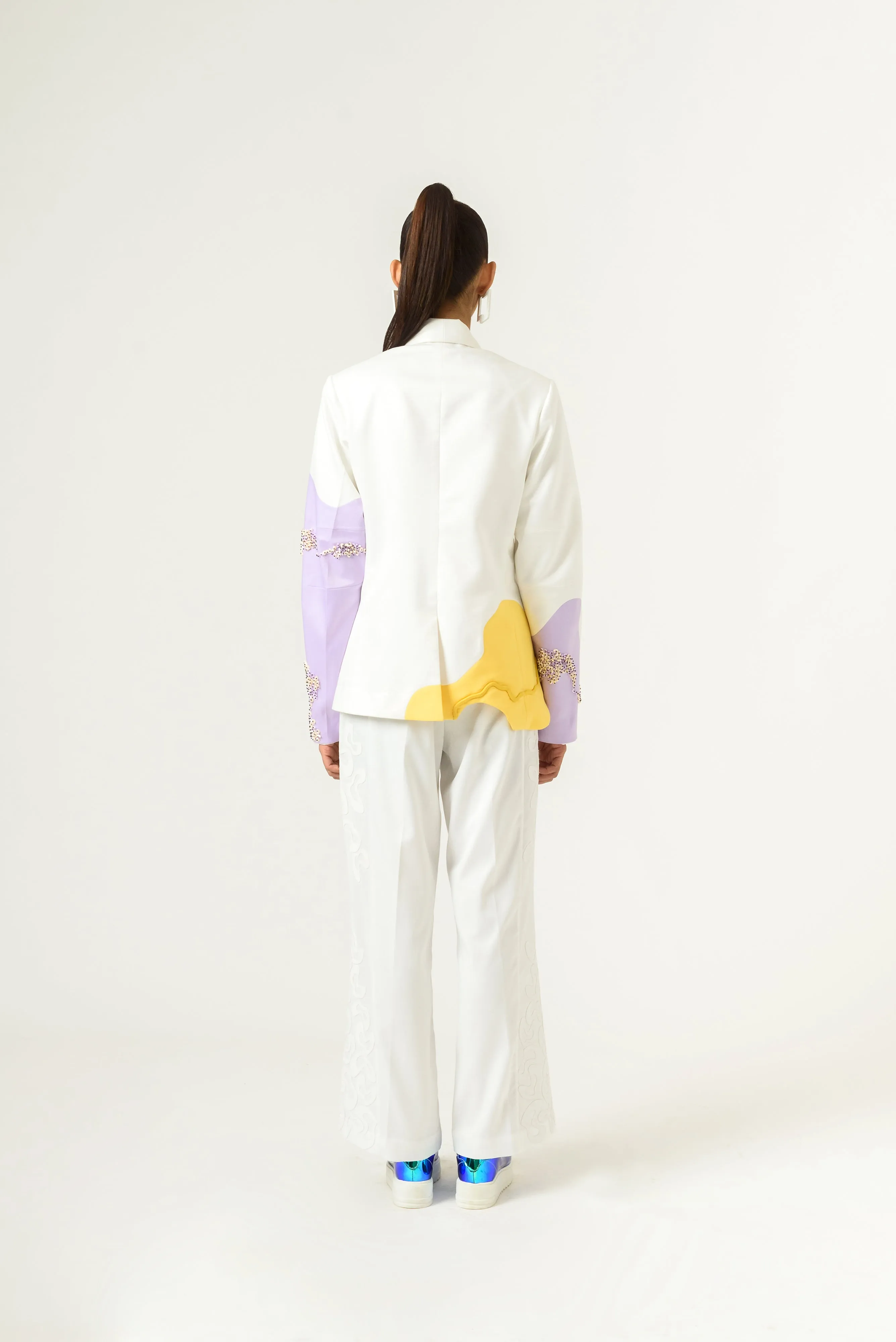 Patched Wide Leg Ivory Trouser
