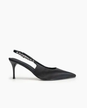 Pointed Toe Rhinestone Stiletto High Heel Sandals