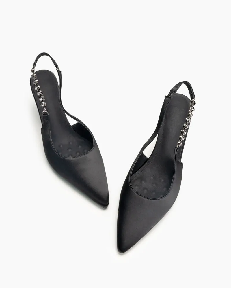 Pointed Toe Rhinestone Stiletto High Heel Sandals