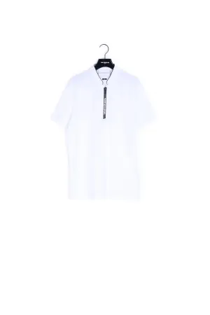 Polo blanc col officier zip logo