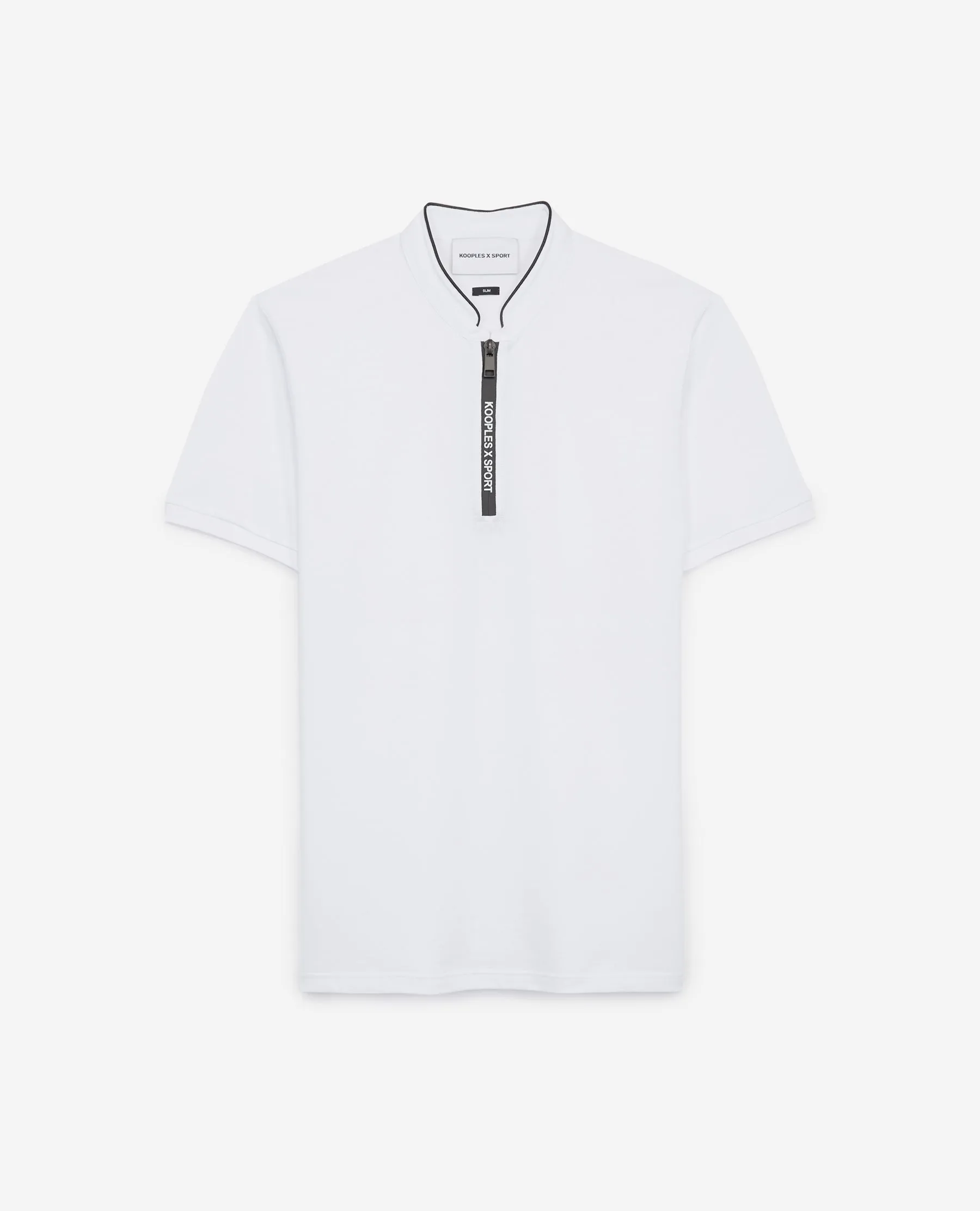 Polo blanc col officier zip logo