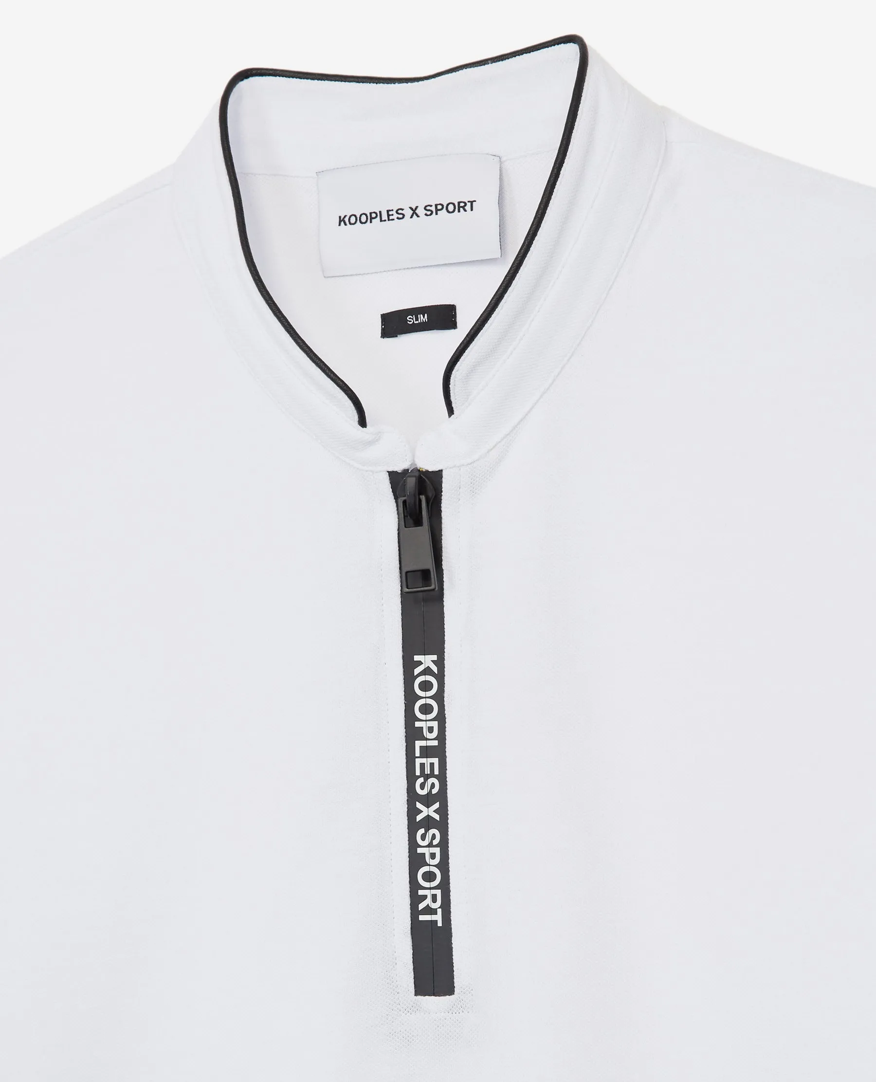 Polo blanc col officier zip logo