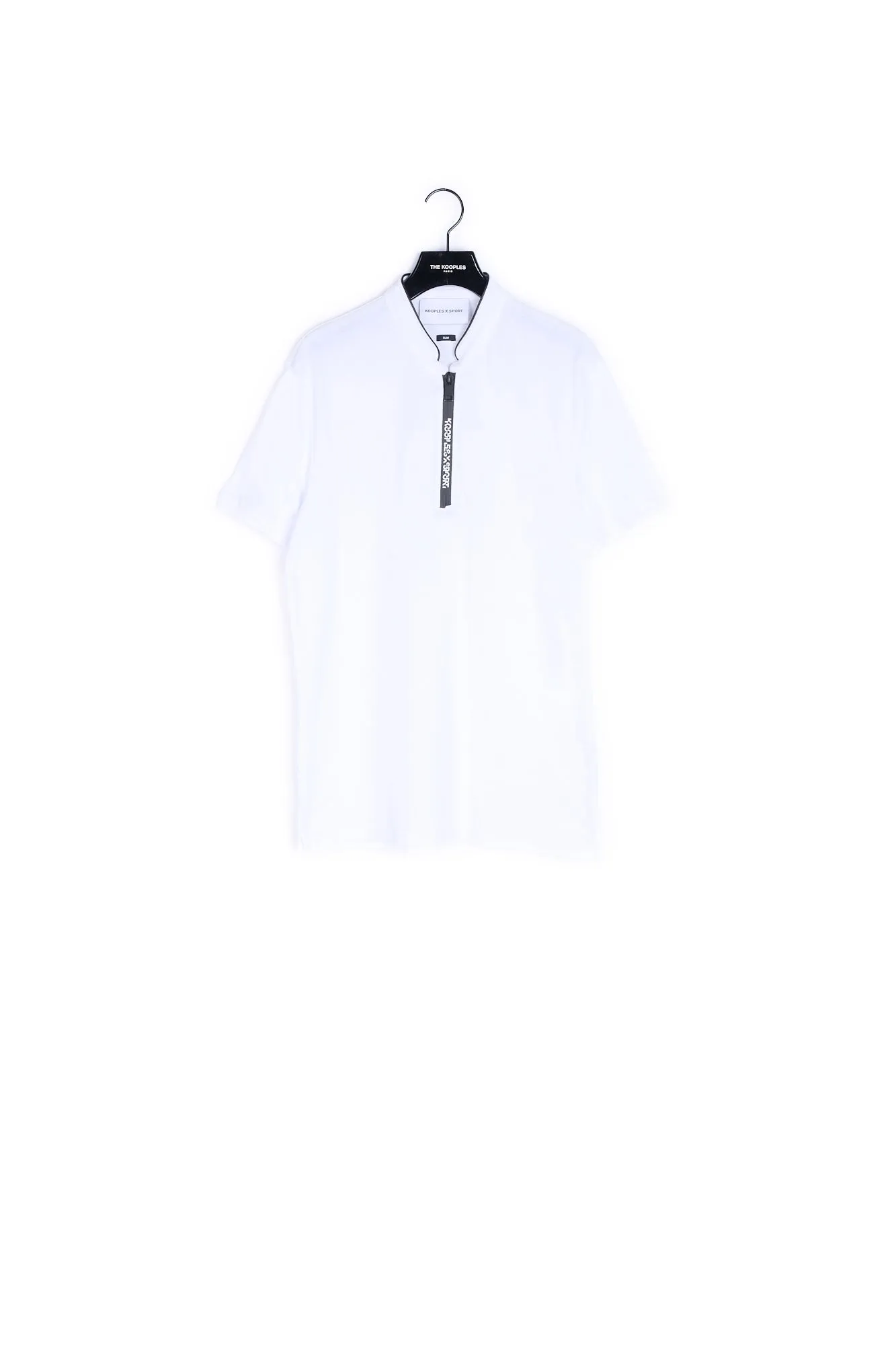 Polo blanc col officier zip logo