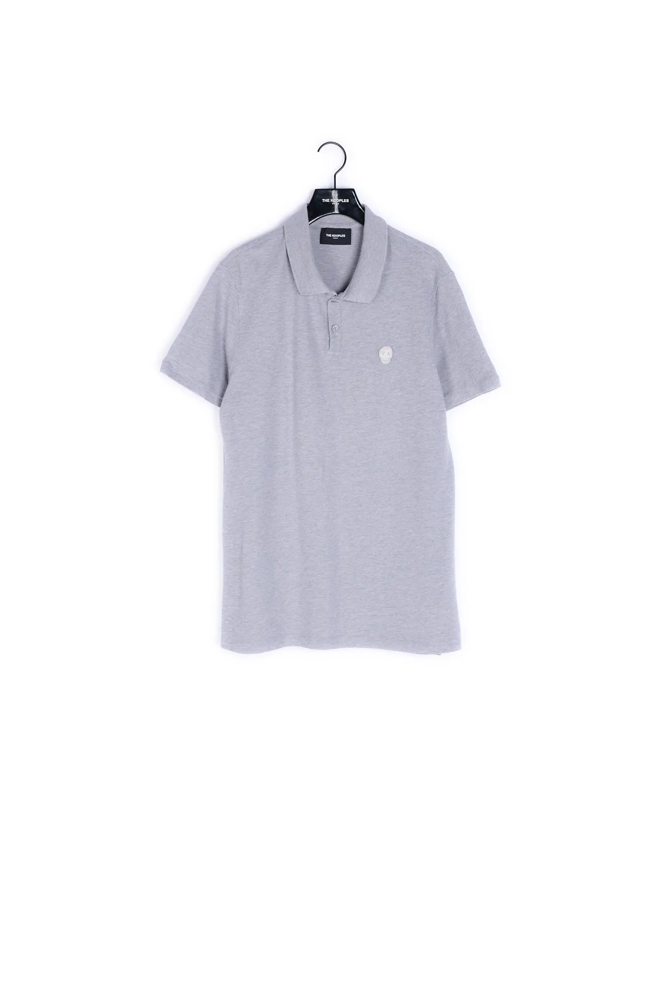 Polo gris col classique à détail brodé