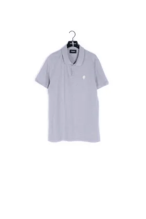 Polo gris col classique à détail brodé