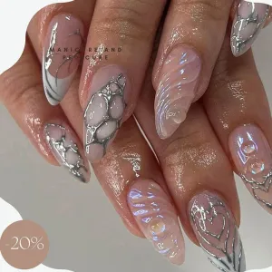 Punk Cool Metalic Gel Press On Stiletto Nails