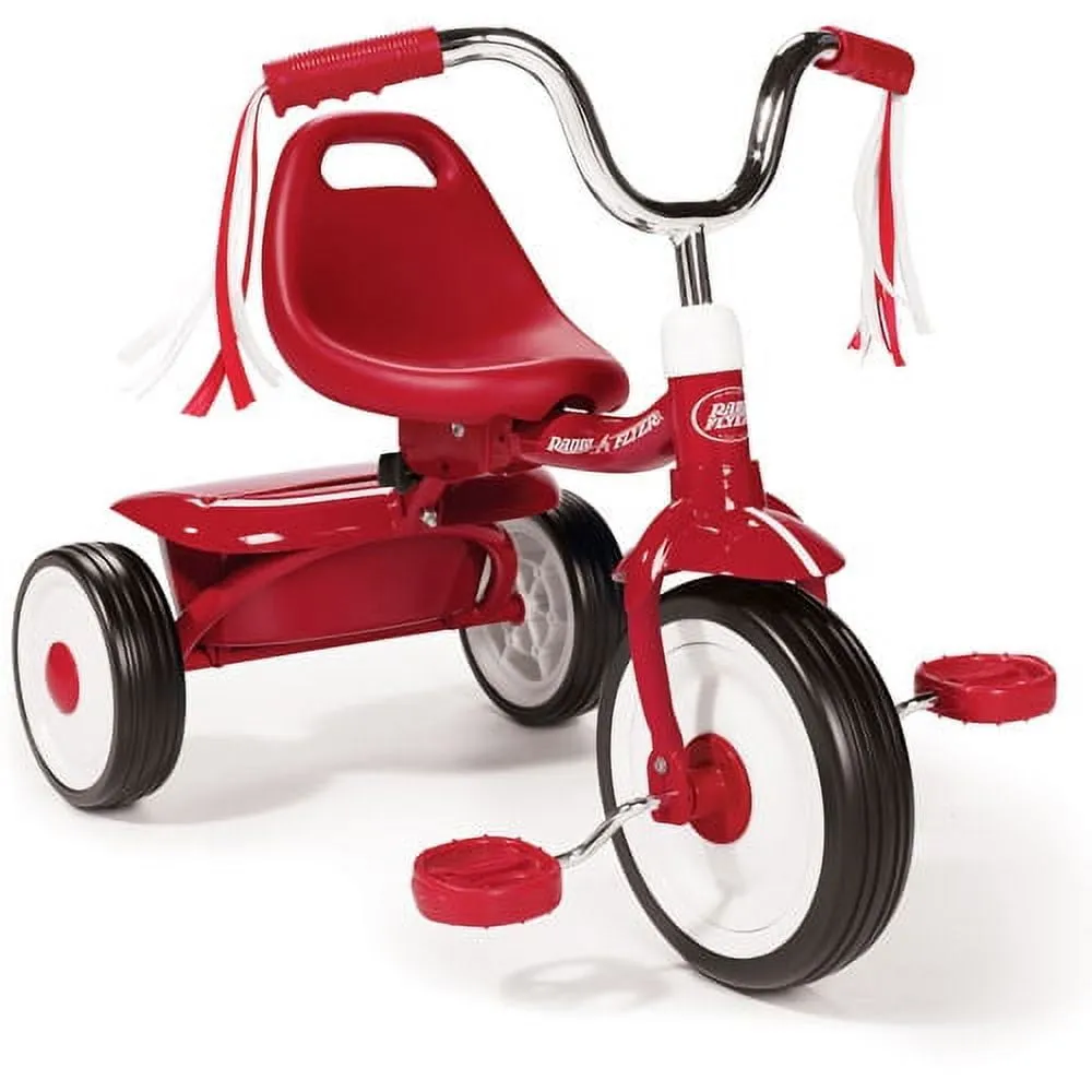 Radio Flyer Ready to Ride Folding Trike Fully Assembled, Red, Boys and Girls Toddler Tricycle