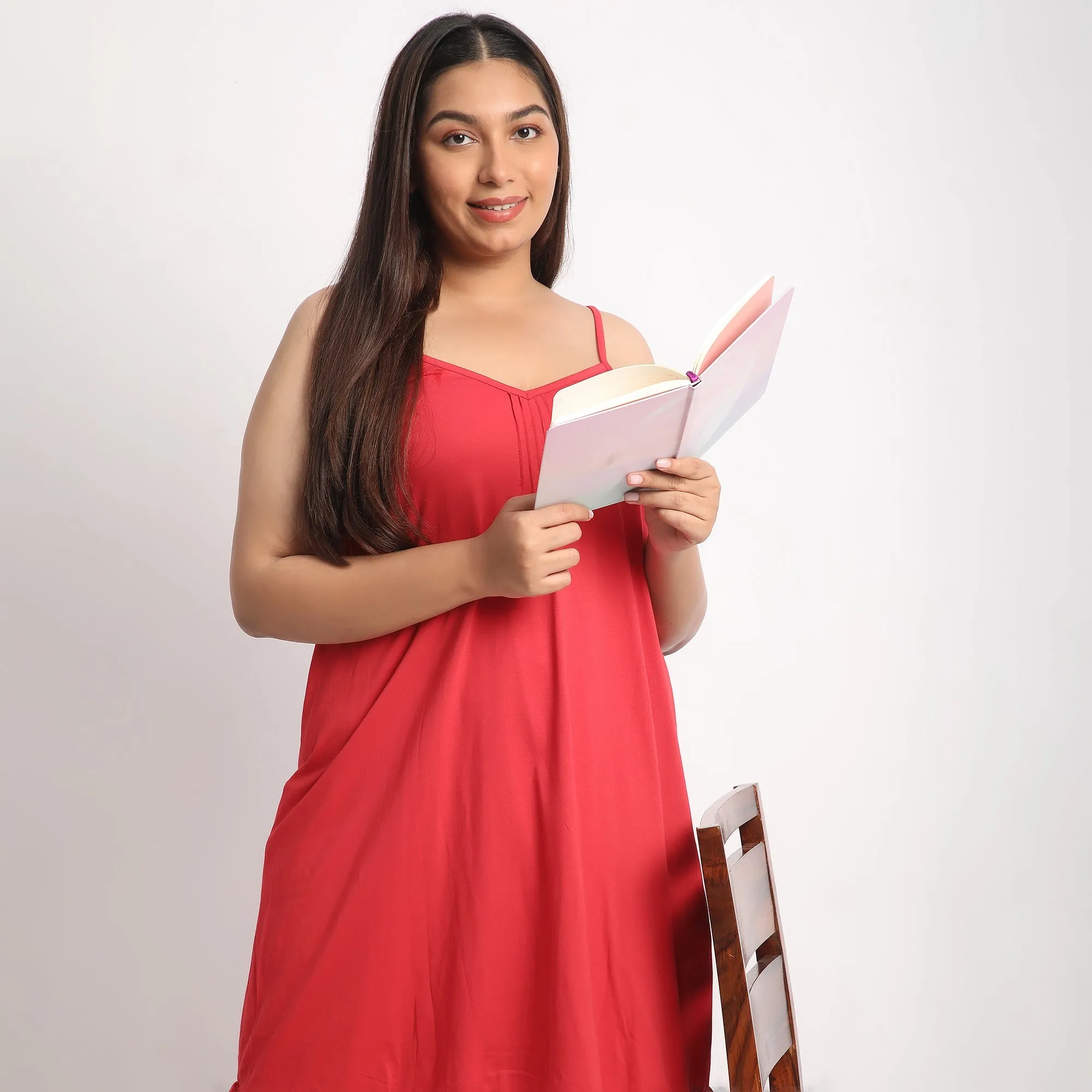 Red Cotton Jersey Plus Size Slip Dress