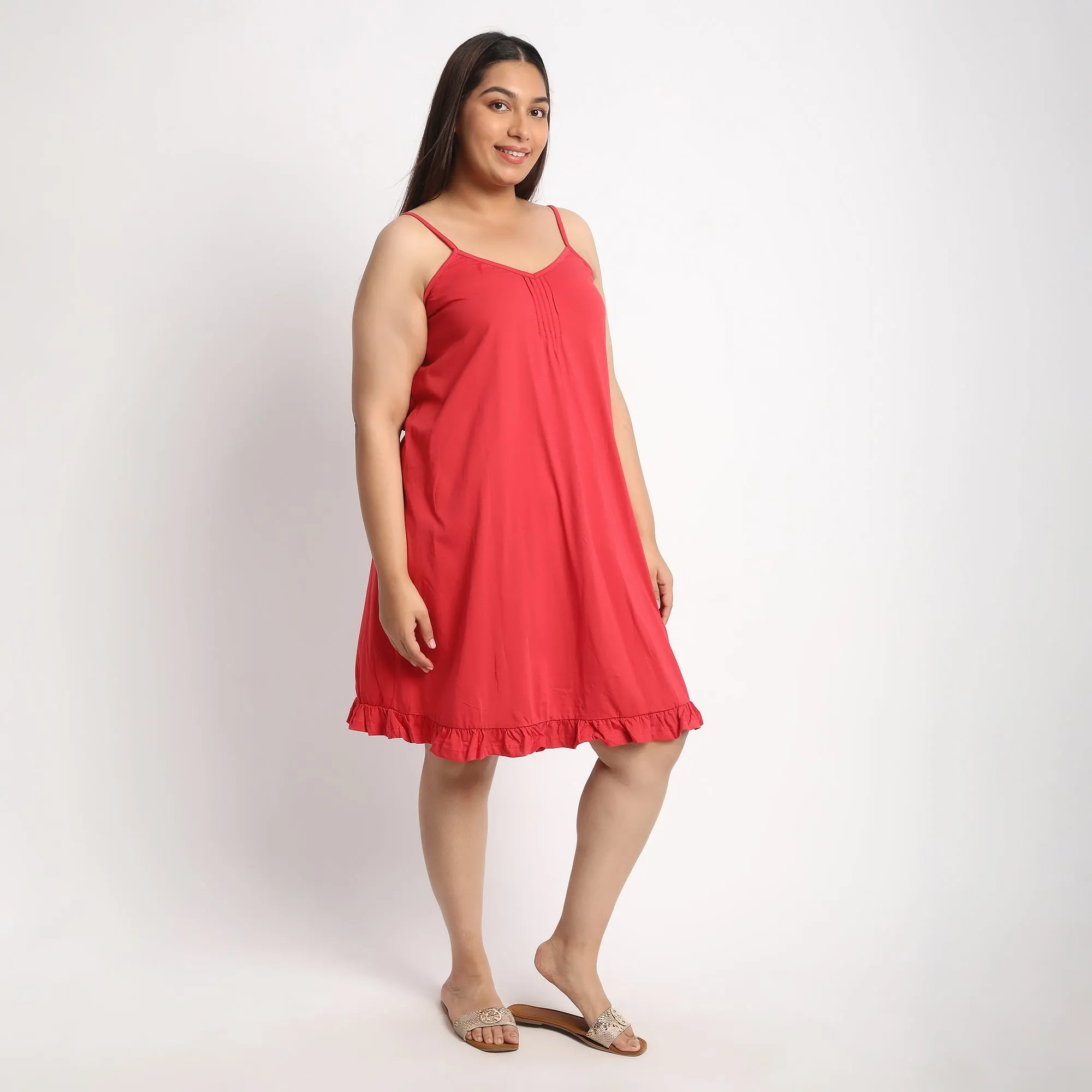 Red Cotton Jersey Plus Size Slip Dress