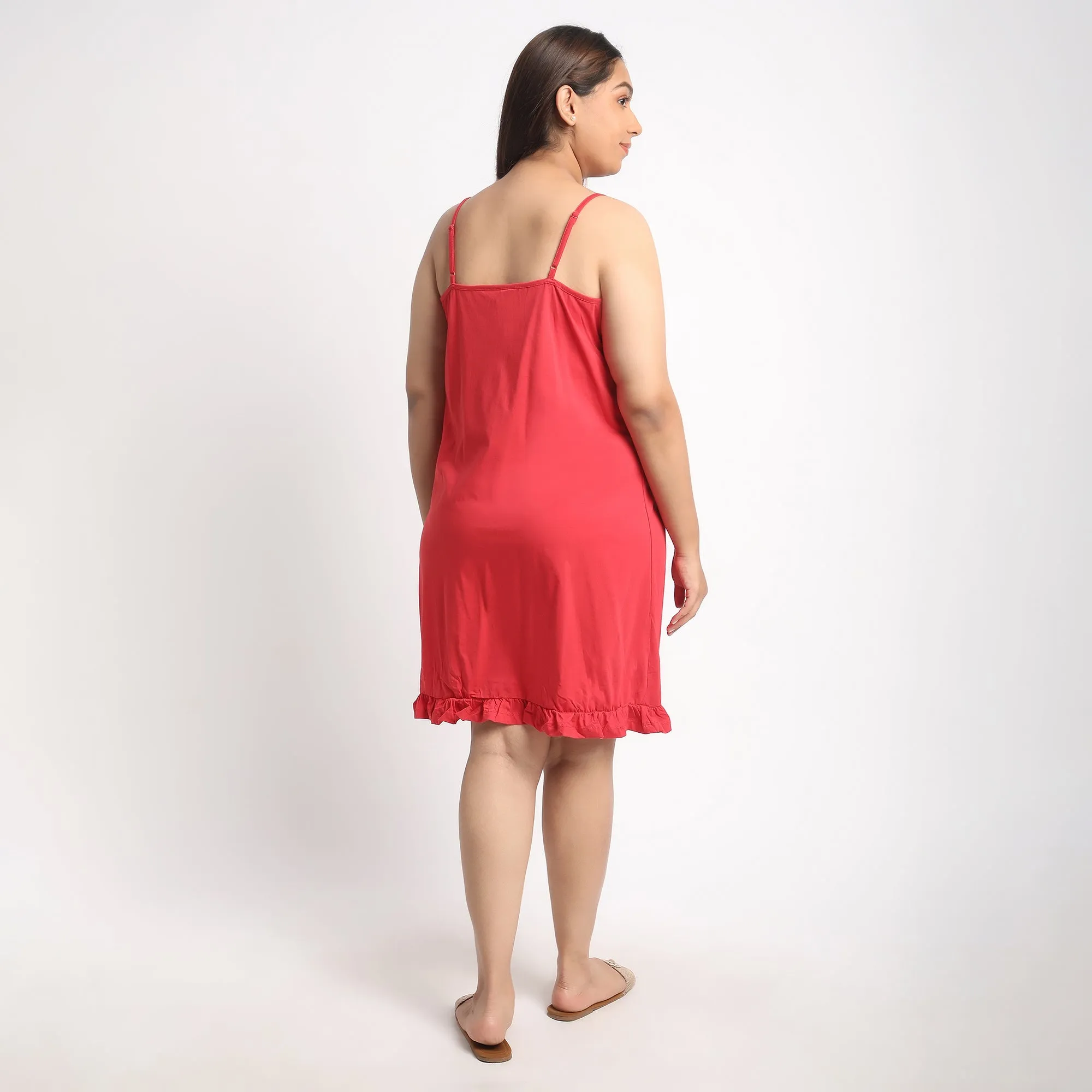 Red Cotton Jersey Plus Size Slip Dress