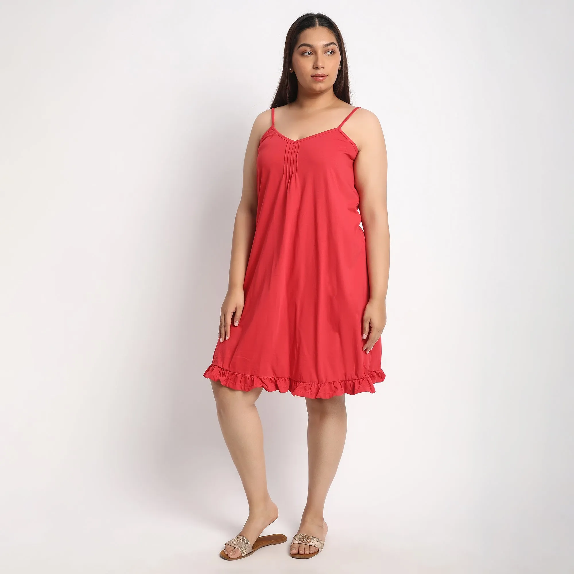Red Cotton Jersey Plus Size Slip Dress