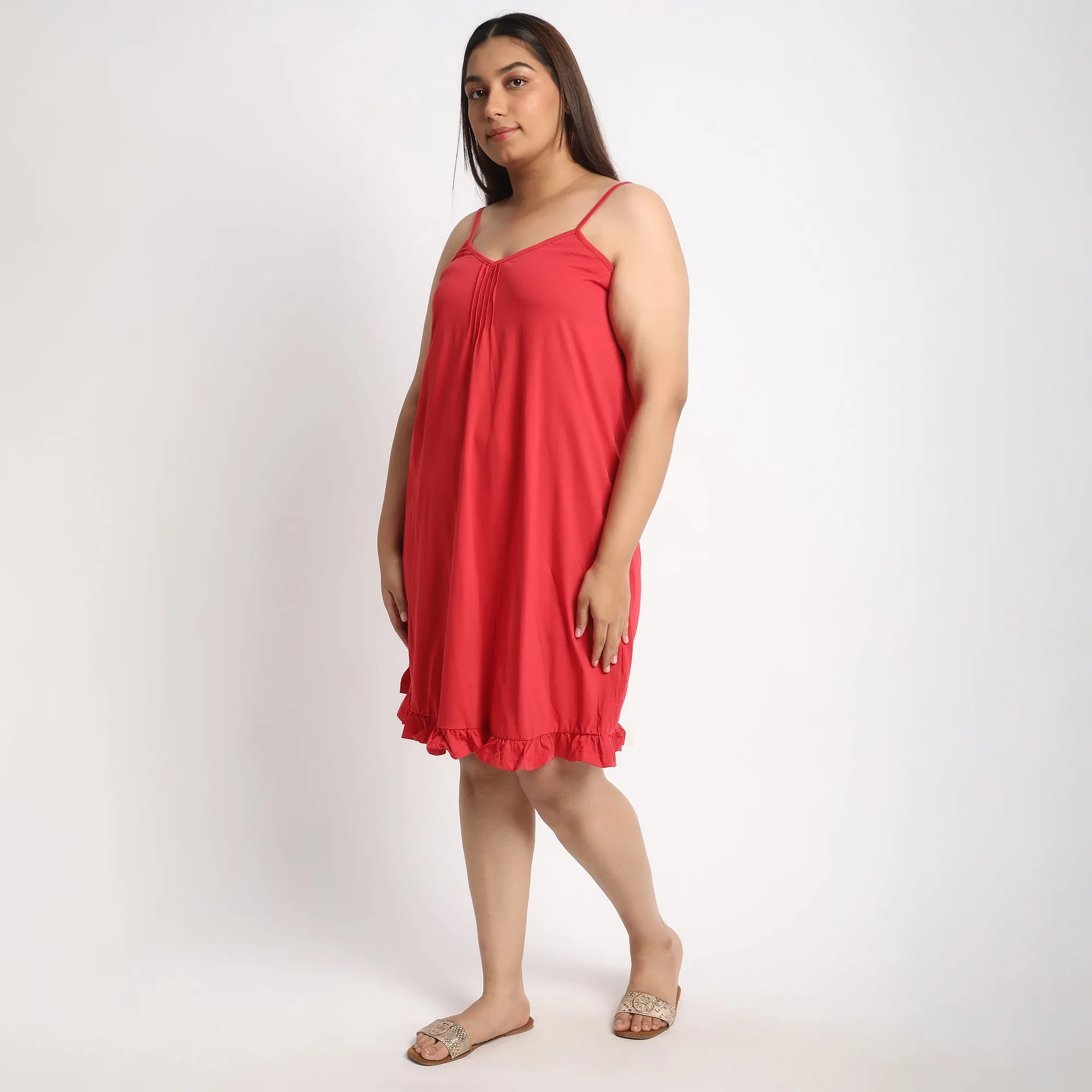 Red Cotton Jersey Plus Size Slip Dress