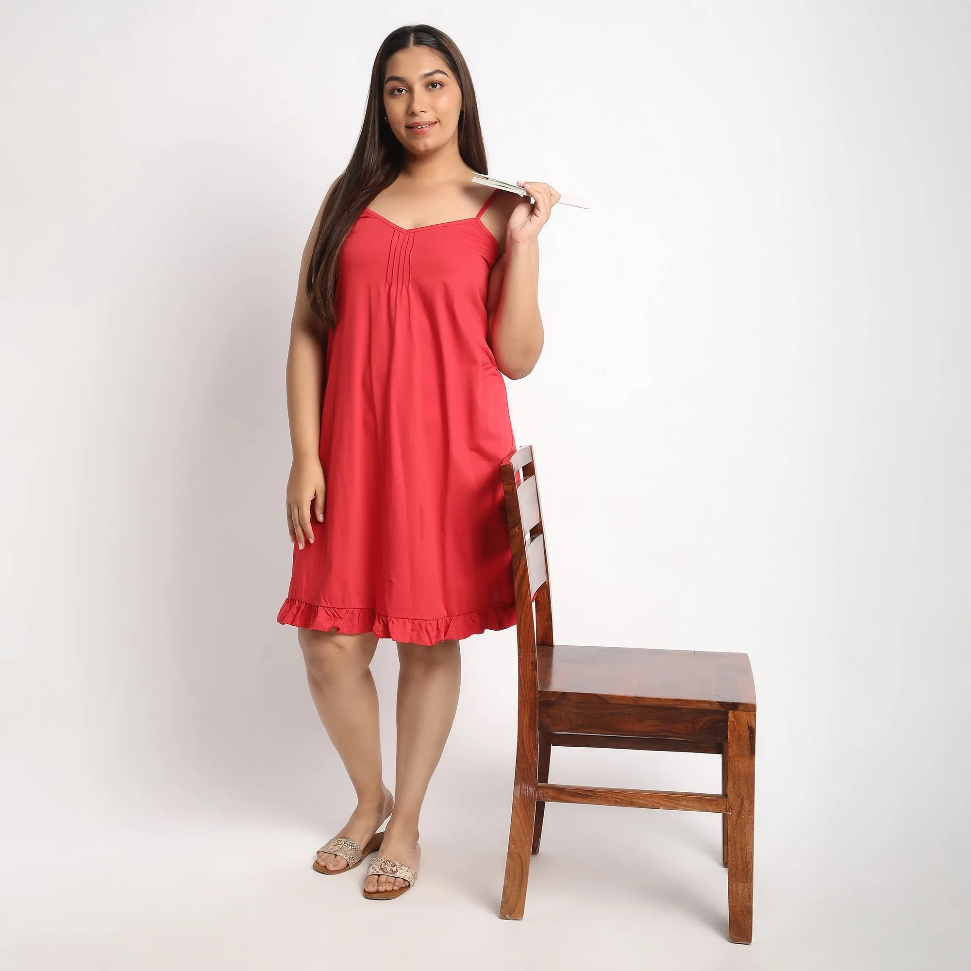 Red Cotton Jersey Plus Size Slip Dress