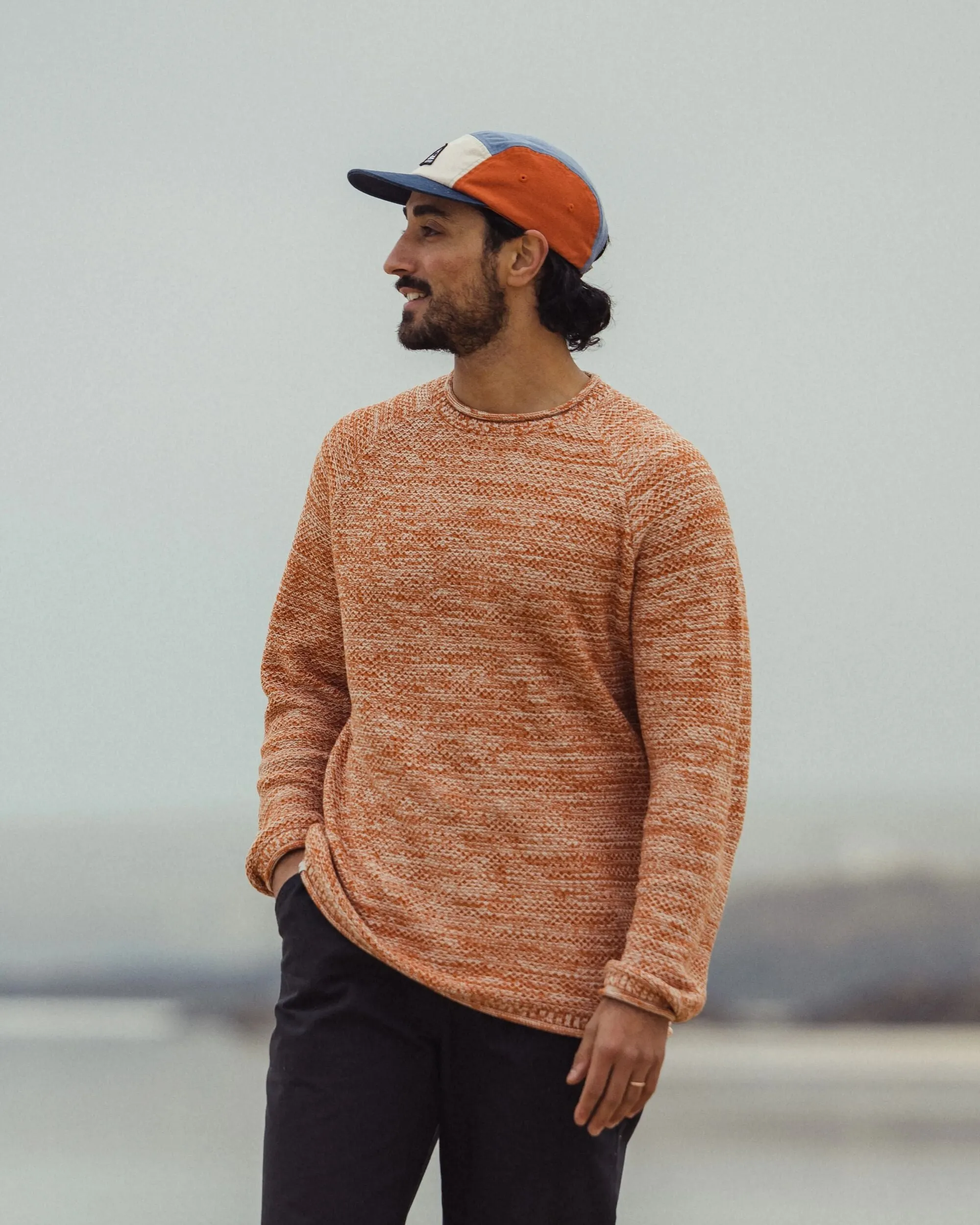 Shore Organic Cotton Knit Jumper - Sunset Orange