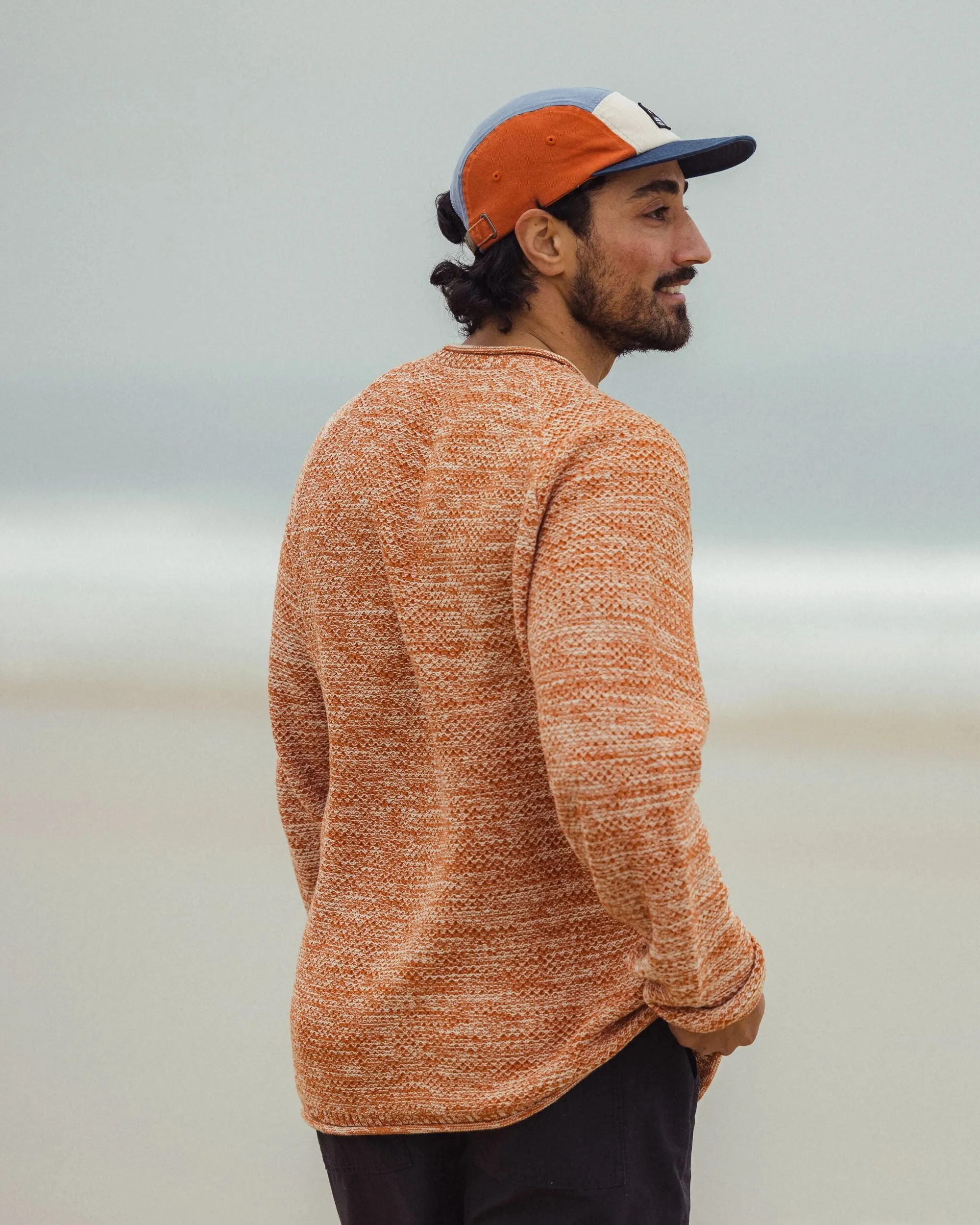 Shore Organic Cotton Knit Jumper - Sunset Orange