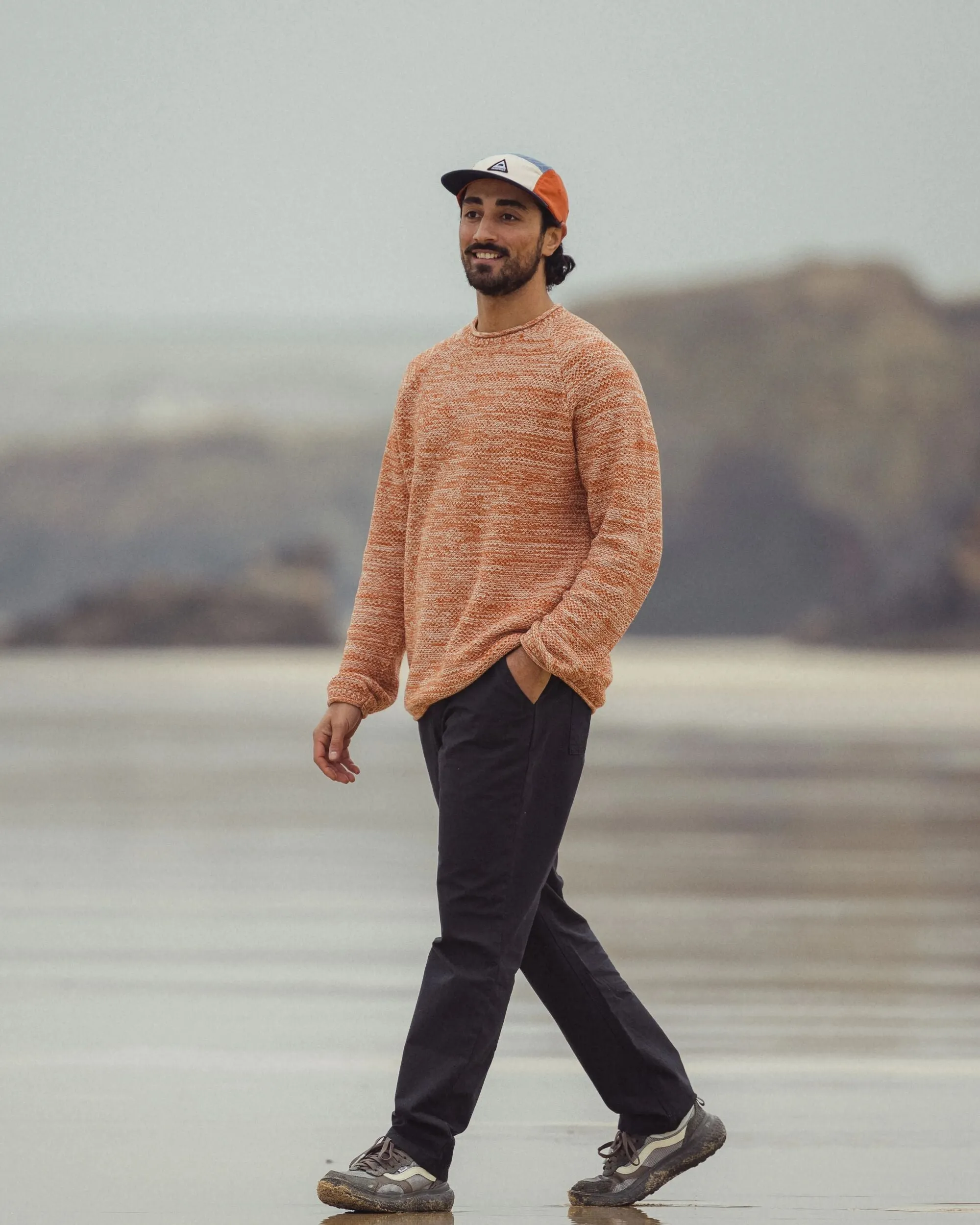 Shore Organic Cotton Knit Jumper - Sunset Orange