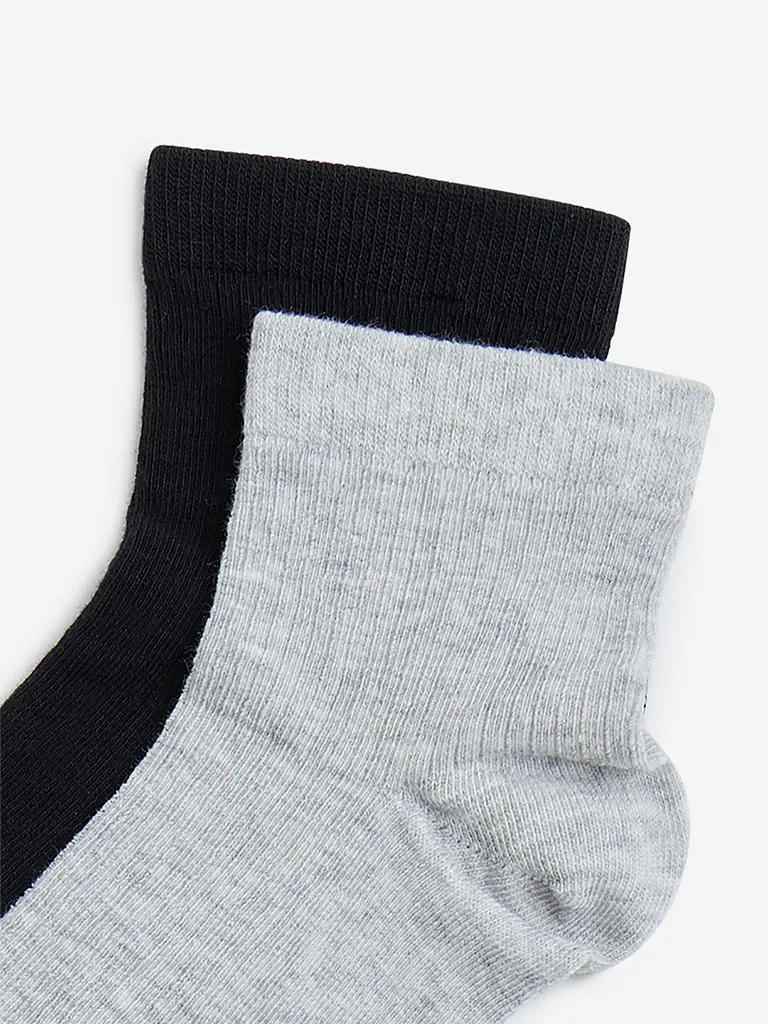 Superstar Grey Ribbed Cotton-Blend Socks - Pack of 2