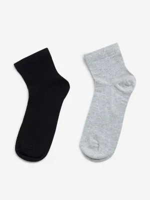 Superstar Grey Ribbed Cotton-Blend Socks - Pack of 2