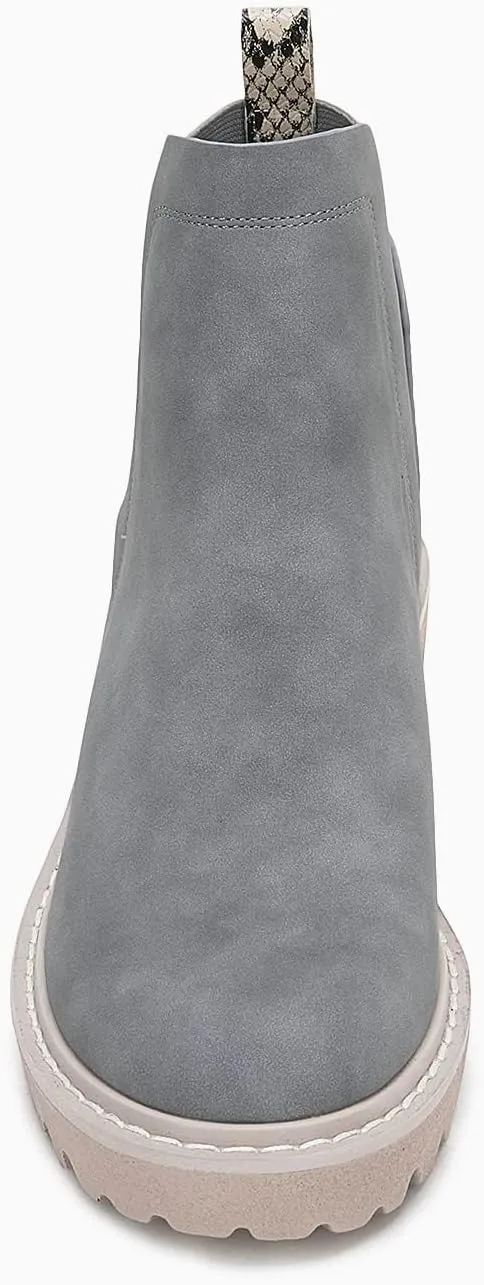 Trish Lucia Womens Platform Lug Sole Chelsea Boots Ankle High Chunky Block Heel Non-Slip Suede Leather Slip on Combat Fashion Booties