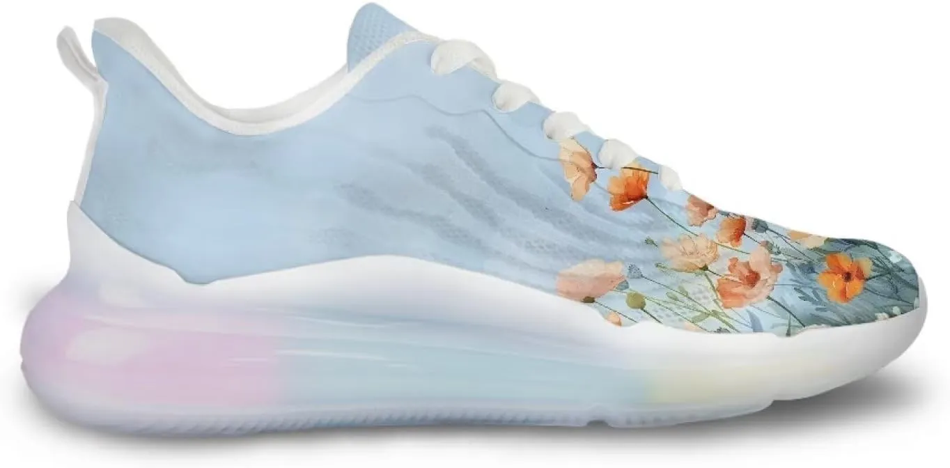 Women Air Cushion Running Shoe Flowers Print Sport Shoes Non Slip Breathable Athletic Tennis Fitness Sneaker US6-11