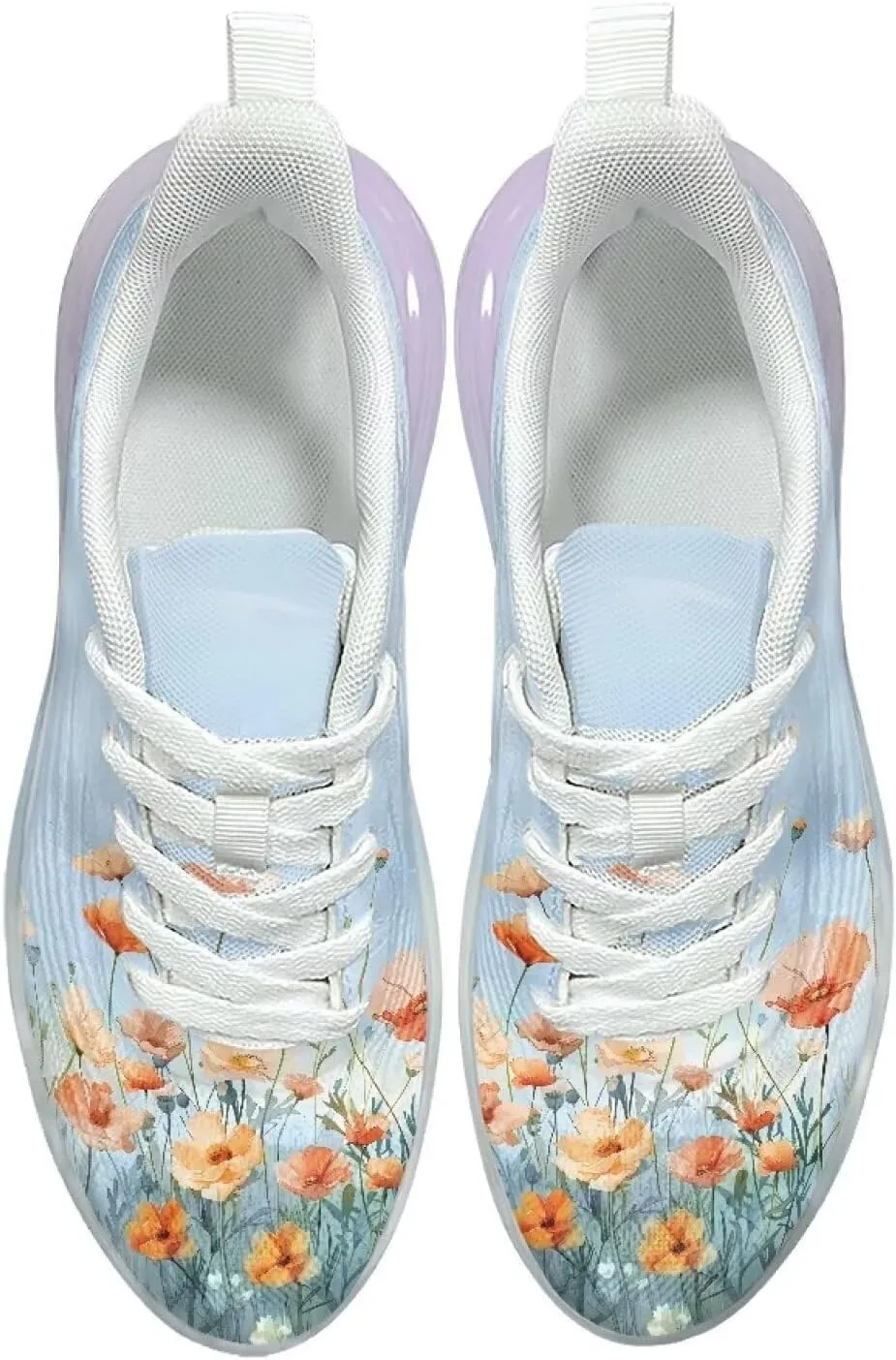 Women Air Cushion Running Shoe Flowers Print Sport Shoes Non Slip Breathable Athletic Tennis Fitness Sneaker US6-11
