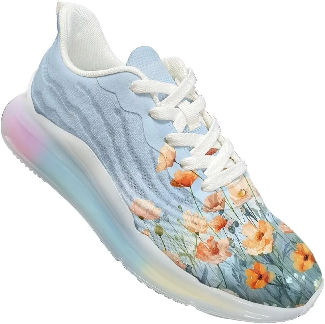 Women Air Cushion Running Shoe Flowers Print Sport Shoes Non Slip Breathable Athletic Tennis Fitness Sneaker US6-11