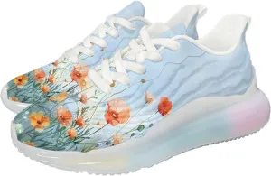 Women Air Cushion Running Shoe Flowers Print Sport Shoes Non Slip Breathable Athletic Tennis Fitness Sneaker US6-11