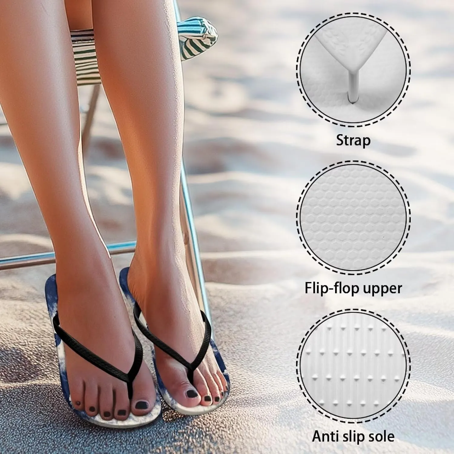 Women Flip Flops with Arch Support Yoga Mat Summer Beach Walking Comfortable Thong Sandals Slip On Indoor Outdoor