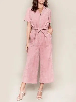 Women's Mauve Pink Corduroy Utility Jumpsuit
