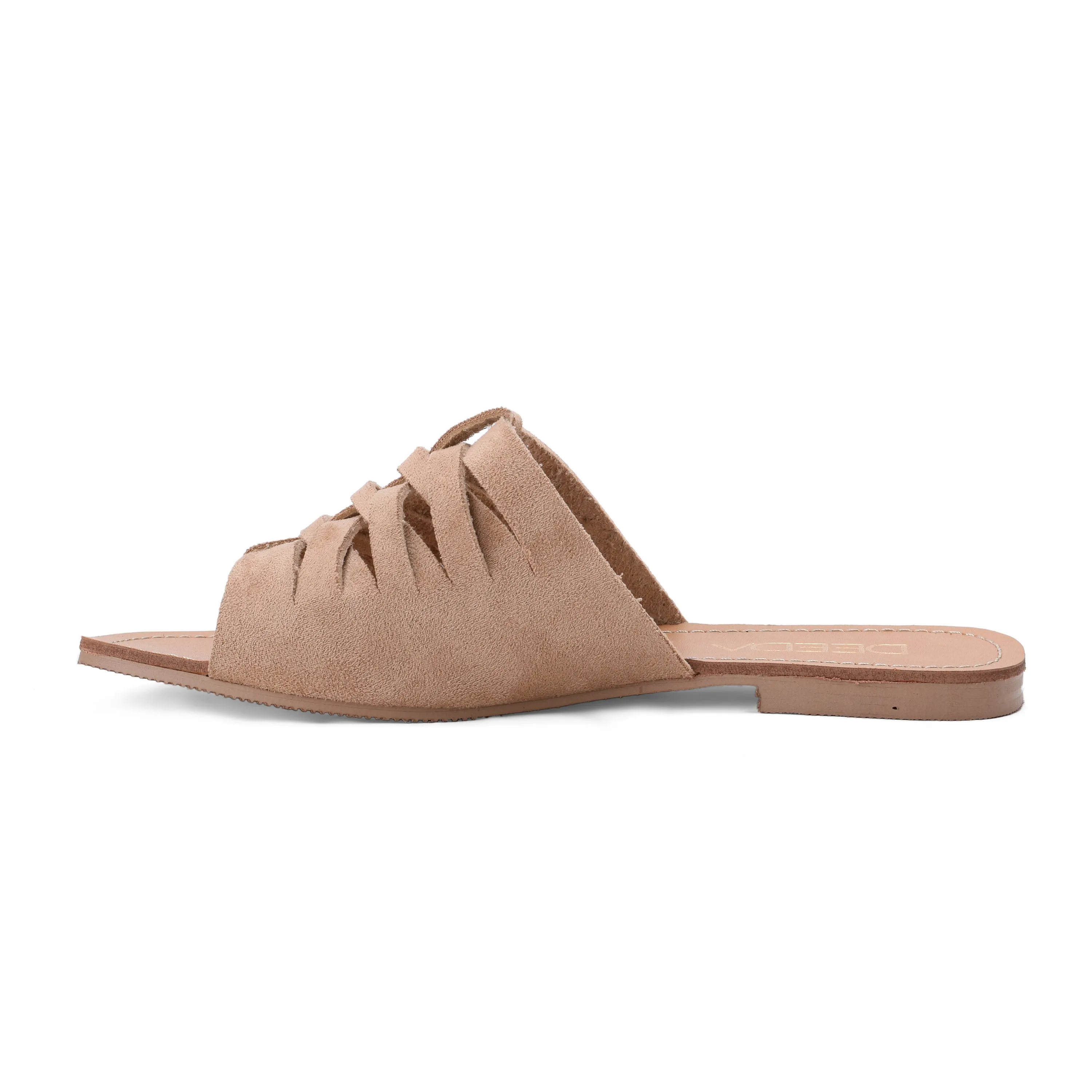 WOVEN SUEDE FLATS - BEIGE