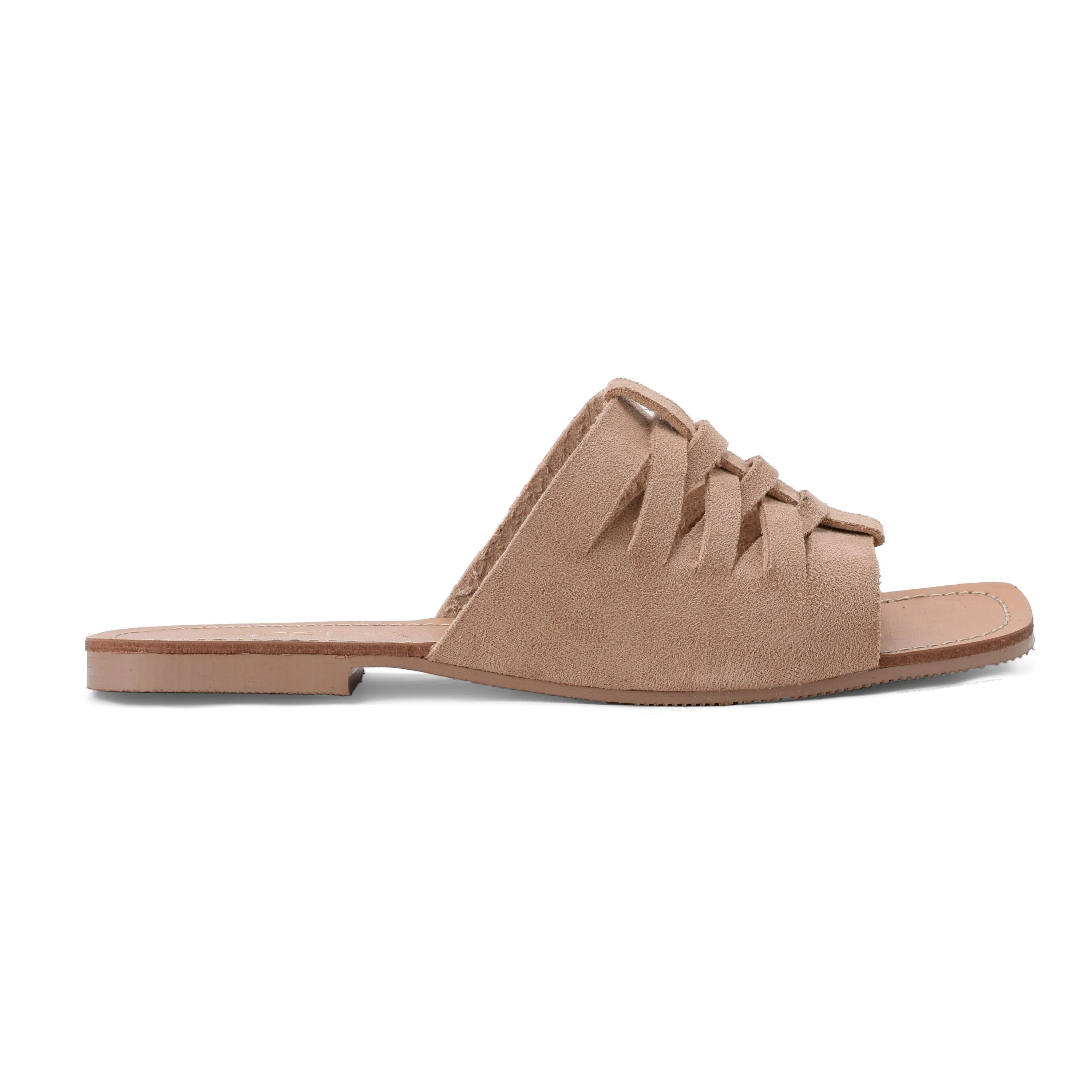 WOVEN SUEDE FLATS - BEIGE