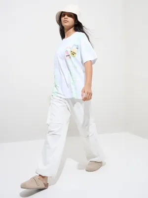 Y&F Kids Off-White High-Rise Cotton Joggers