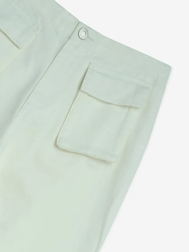 Y&F Kids Off-White High-Rise Cotton Joggers