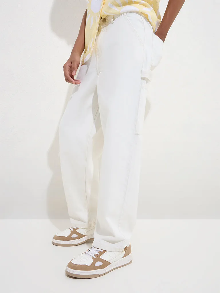 Y&F Kids Off-White Straight - Fit High - Rise Jeans