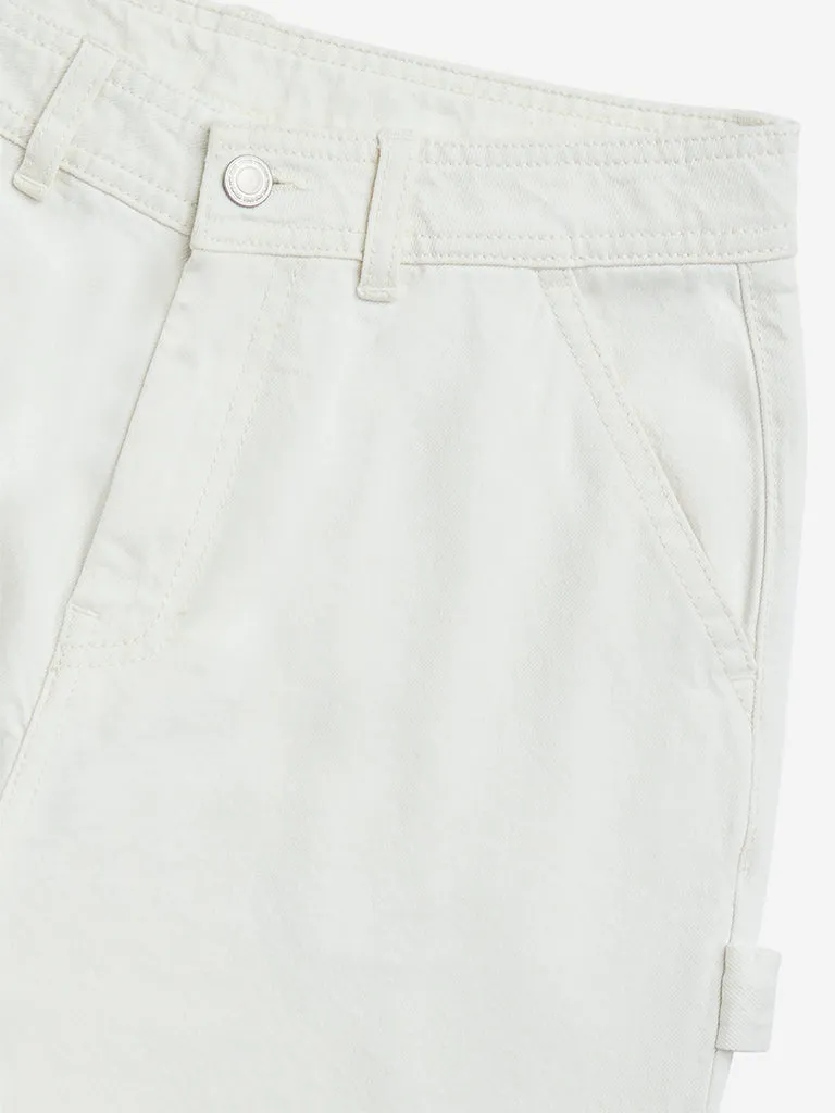 Y&F Kids Off-White Straight - Fit High - Rise Jeans