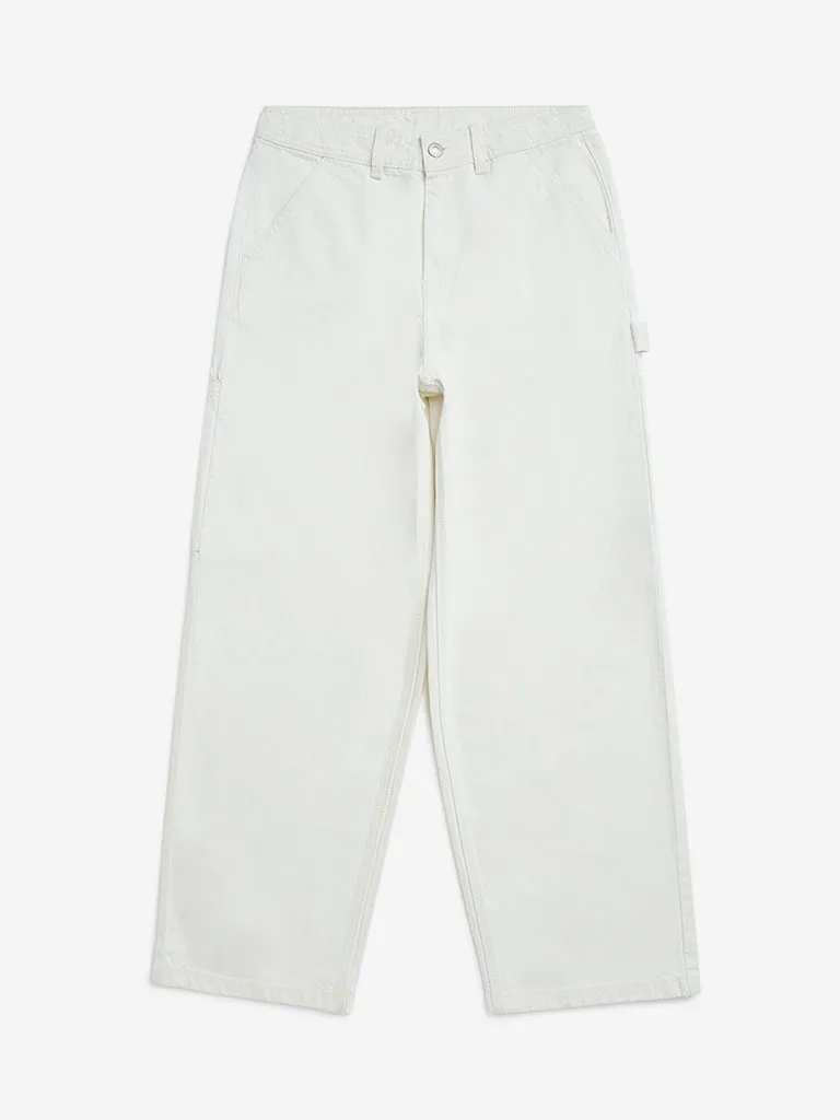 Y&F Kids Off-White Straight - Fit High - Rise Jeans
